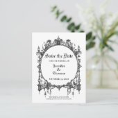 Elegant halloween bruiloft, behalve het date brief aankondigingskaart (Staand voorkant)