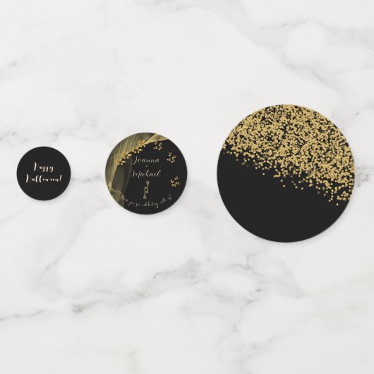 Elegant Halloween bruiloft & Gold Skulls Confetti (Achterkanten)