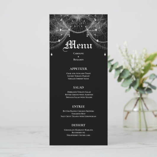 Elegant Halloween bruiloft menu (Staand voorkant)