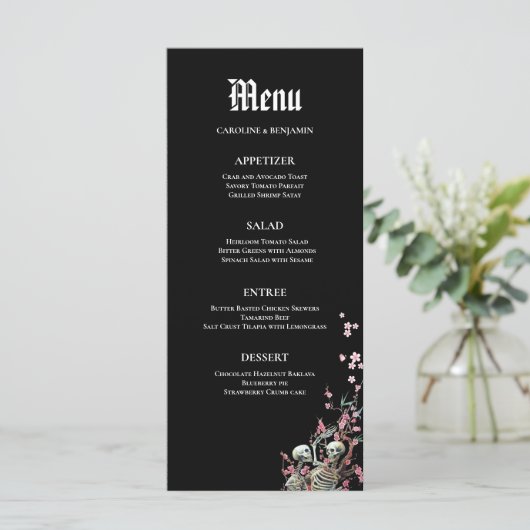 Elegant Halloween bruiloft menu (Staand voorkant)