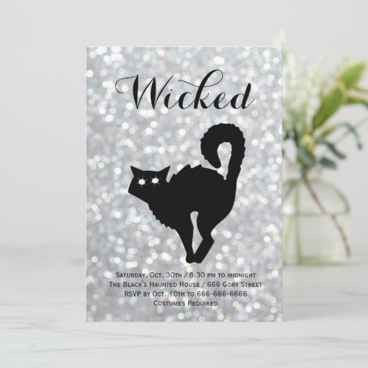 Elegant Halloween Costume Party - Kat Sparkles Kaart (Staand voorkant)