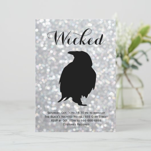 Elegant Halloween Costume Party - Raven Sparkles Kaart (Staand voorkant)
