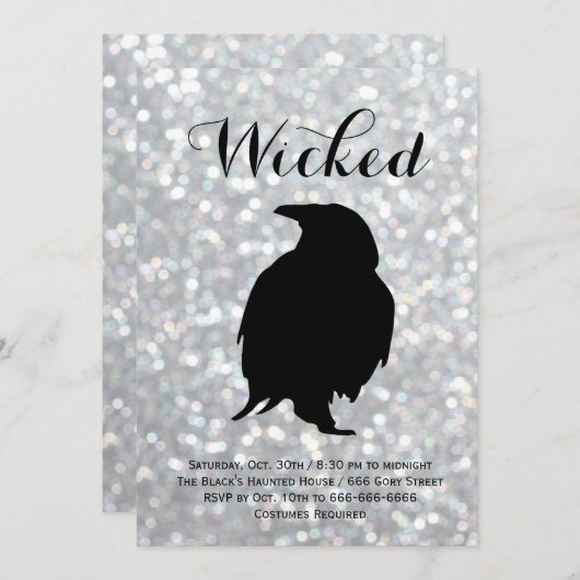 Elegant Halloween Costume Party - Raven Sparkles Kaart (Voorkant / Achterkant)