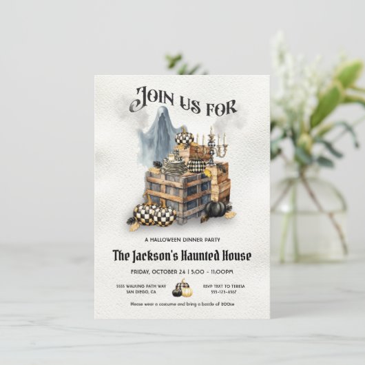 Elegant Halloween Diner Party Kaart (Staand voorkant)