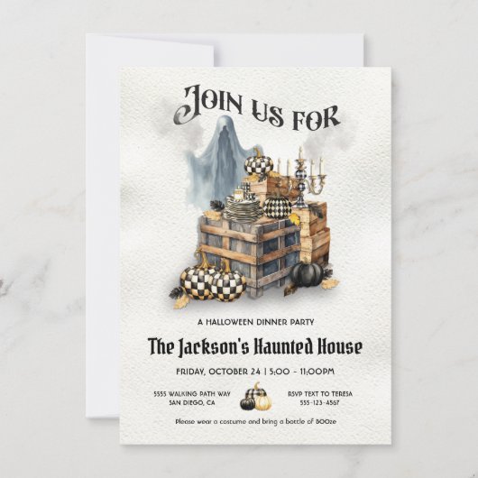 Elegant Halloween Diner Party Kaart (Voorkant)