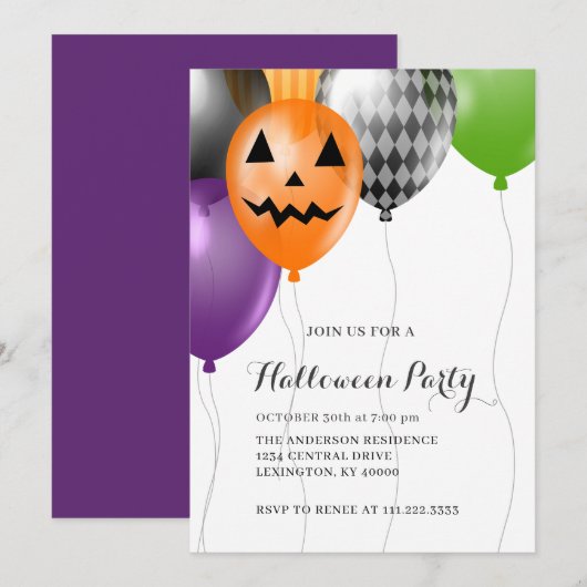 Elegant Halloween-feest Kaart (Voorkant / Achterkant)
