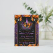 Elegant Halloween Flowers Unicorn Sweet 16 Invitat Briefkaart (Staand voorkant)