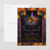 Elegant Halloween Flowers Unicorn Sweet 16 Invitat Briefkaart (Voorkant / Achterkant)