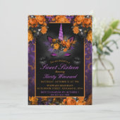 Elegant Halloween Flowers Unicorn Sweet 16 Kaart (Staand voorkant)
