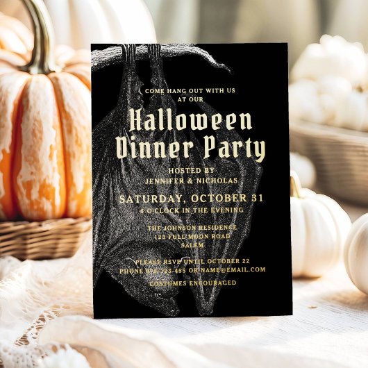 Elegant Halloween Gold Foil Dinner Party Folie Uitnodiging