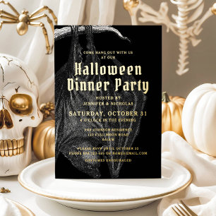 Elegant Halloween Goud Folie Dinner Party Uitnodiging