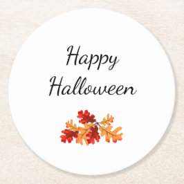 Elegant Halloween Herfst Bladblad Rood Sinaasappel Ronde Kartonnen Onderzetter