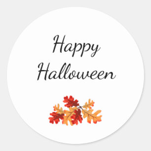 Elegant Halloween Herfst Bladblad Rood Sinaasappel Ronde Sticker