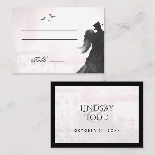 Elegant Halloween Lovers Silhouette Place Cards Plaatskaartje (Voorkant / Achterkant)
