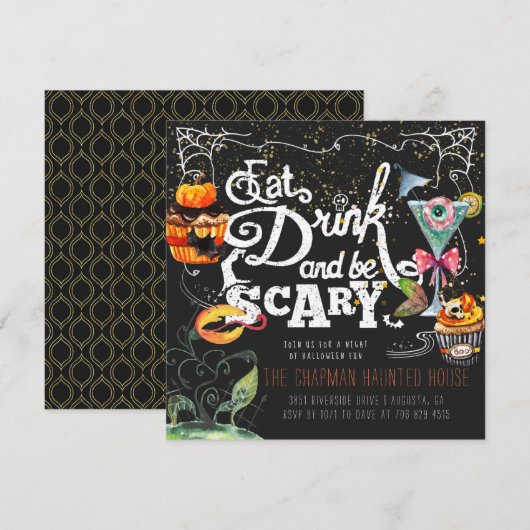 Elegant Halloween Party Invitation Feestdagenkaart (Voorkant / Achterkant)