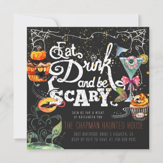 Elegant Halloween Party Invitation Feestdagenkaart (Voorkant)