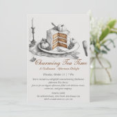 Elegant Halloween Tea Party Invitation Kaart (Staand voorkant)