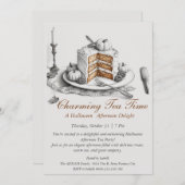 Elegant Halloween Tea Party Invitation Kaart (Voorkant / Achterkant)