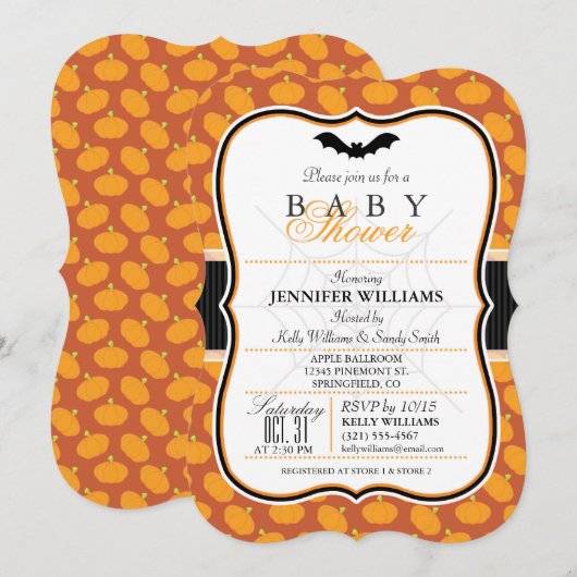 Elegant Halloween Theme Baby shower Uitnodigen Kaart (Voorkant / Achterkant)