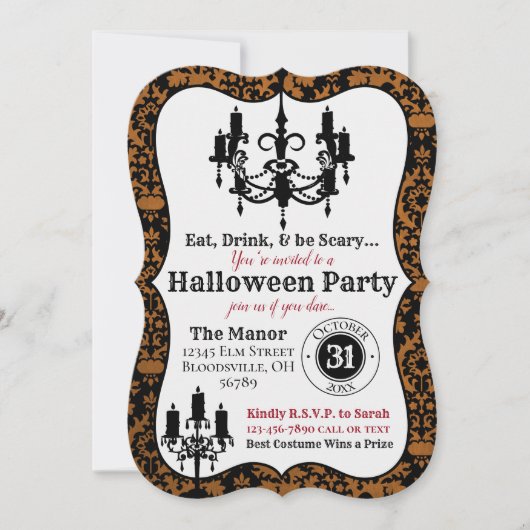 Elegant Halloween Uitnodiging - Hallows Eve Party (Voorkant)