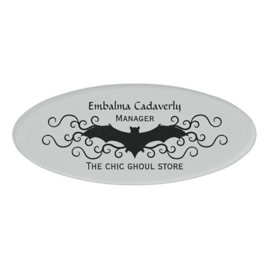 Elegant Halloween | Vampier vleermuisontwerp Naambadge (Voorkant)