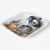 Elegant Halloween Waterverf Skelet Papieren Bordje (Gebogen)