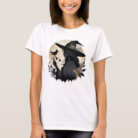  Elegant Halloween Witch 3 T-Shirt Design (Voorkant)
