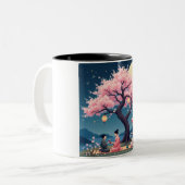 Elegant Hanami Cherry Blossom Mug Tweekleurige Koffiemok (Voorkant links)
