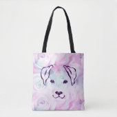 Elegant Hand Drawn 5 Lines Dog Floral Canvas tas (Voorkant)