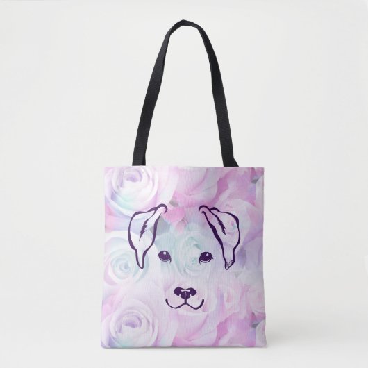 Elegant Hand Drawn 5 Lines Dog Floral Canvas tas (Voorkant)