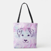 Elegant Hand Drawn 5 Lines Dog Floral Canvas tas (Achterkant)
