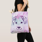 Elegant Hand Drawn 5 Lines Dog Floral Canvas tas (Dichtbij)