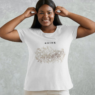 Elegant hand Drawn Botanical Bridal Party Bridal T-shirt