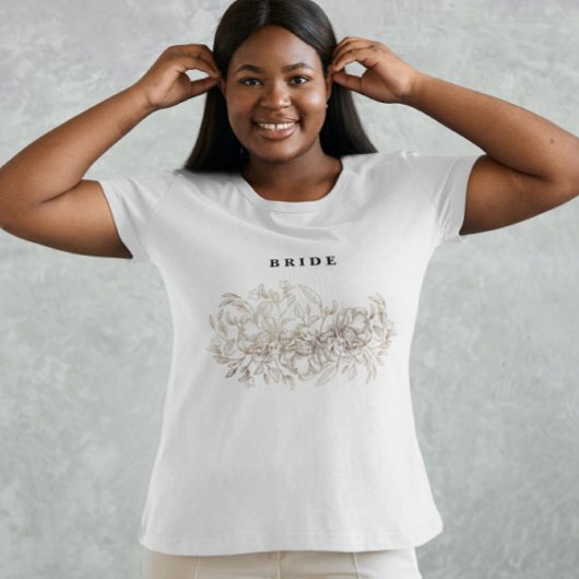 Elegant hand Drawn Botanical Bridal Party Bridal T-shirt