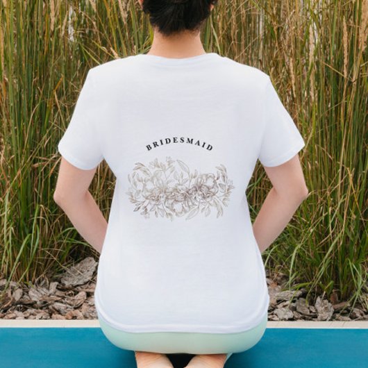 Elegant hand Drawn Botanical Bridesmaid Party T-shirt