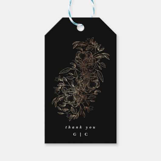 Elegant Hand Drawn Botanical Monogram Weddenschap Cadeaulabel (Voorkant)