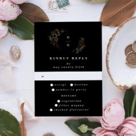 Elegant Hand Drawn Botanical Monogram Weddenschap RSVP Kaartje