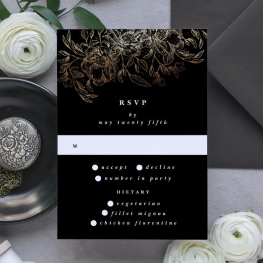 Elegant Hand Drawn Botanical Monogram Weddenschap RSVP Kaartje