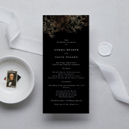 Elegant Hand Drawn Botanical Wedding Ceremony Programmakaart