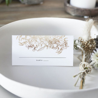 Elegant Hand Drawn Botanical Wedding Escort Plaatskaartje
