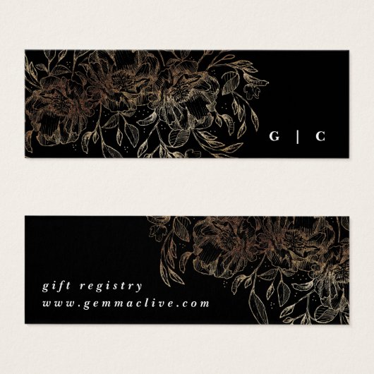 Elegant Hand Drawn Botanical Wedding Gift Registry Mini Visitekaartjes (Voorkant /achterkant)