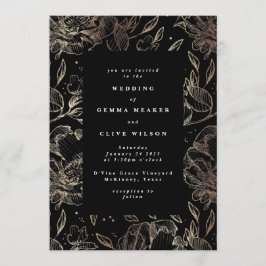 Elegant Hand Drawn Botanical Wedding Kaart