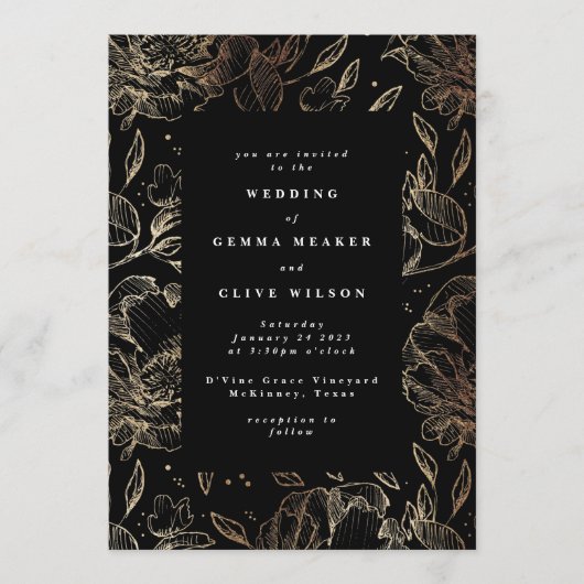 Elegant Hand Drawn Botanical Wedding Kaart (Voorkant)