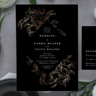 Elegant Hand Drawn Botanical Wedding Kaart
