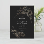 Elegant Hand Drawn Botanical Wedding Kaart (Staand voorkant)