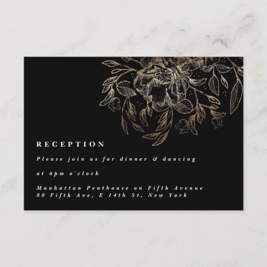 Elegant Hand Drawn Botanical Wedding Reception Informatiekaartje (Voorkant)