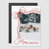 Elegant Hand Drawn Bow Christmas Magnetic Card (Voorkant / Achterkant)