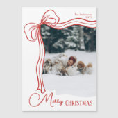 Elegant Hand Drawn Bow Christmas Magnetic Card (Voorkant)