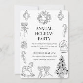 Elegant Hand-Drawn Christmas Party  Kaart (Voorkant)