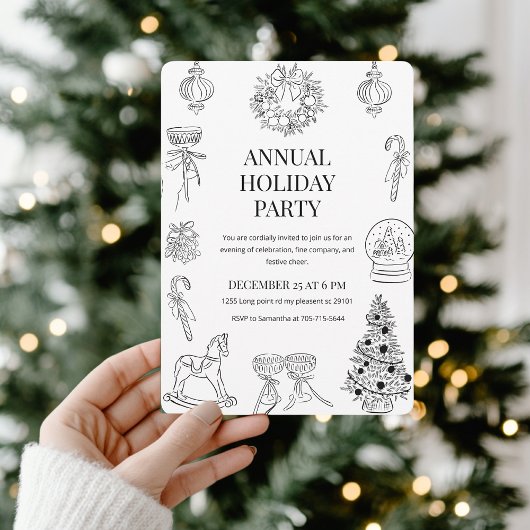 Elegant Hand-Drawn Christmas Party  Kaart